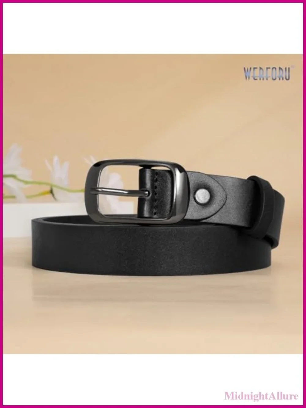 Plus Size PU Leather Belt with Metal Buckle Adjustable Waist
